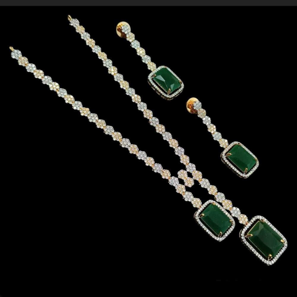 NAFJ 2 Tone Plated Traditional American Diamond Look Necklace Set