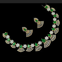 NAFJ 2 Tone Plated Traditional American Diamond Look Necklace Set