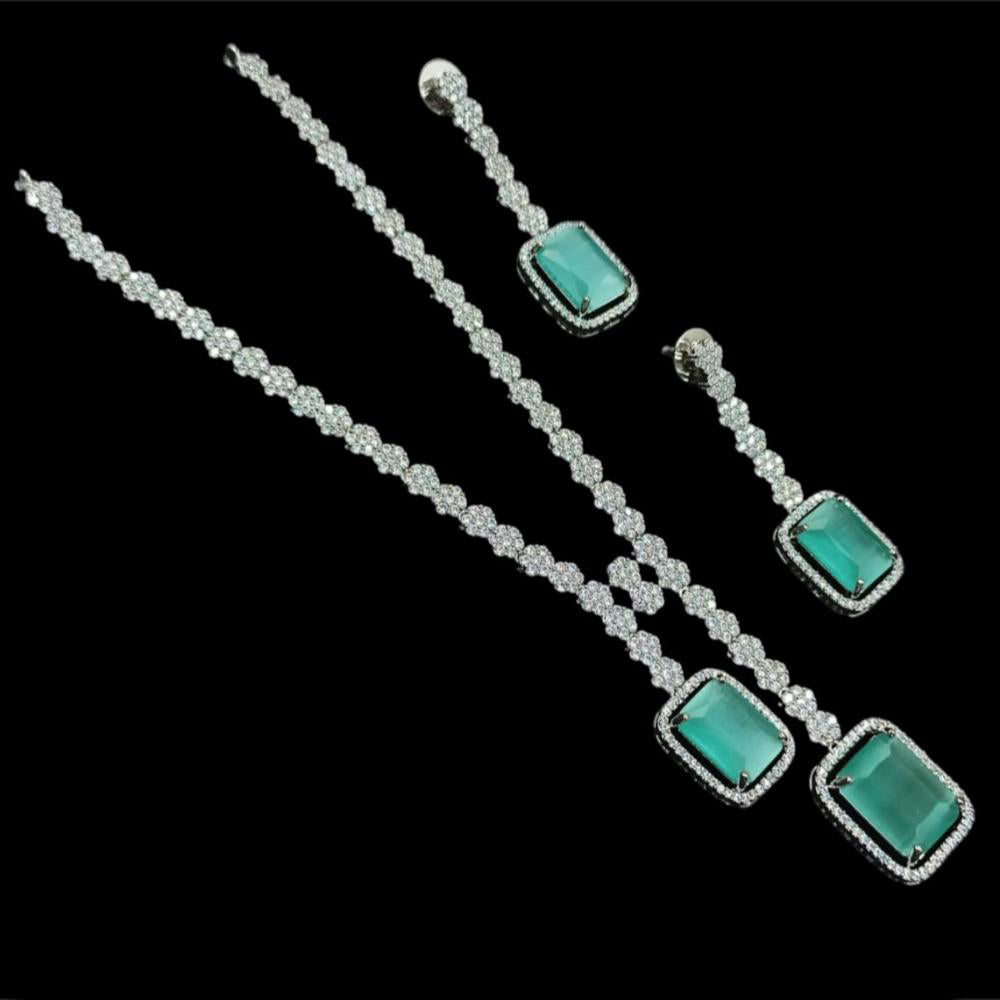 NAFJ Silver Plated Traditional American Diamond Look Necklace Set