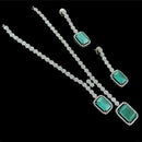NAFJ Silver Plated Traditional American Diamond Look Necklace Set