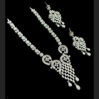 NAFJ Silver Plated Traditional American Diamond Look Necklace Set