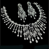 NAFJ Silver Plated Traditional American Diamond Look Necklace Set