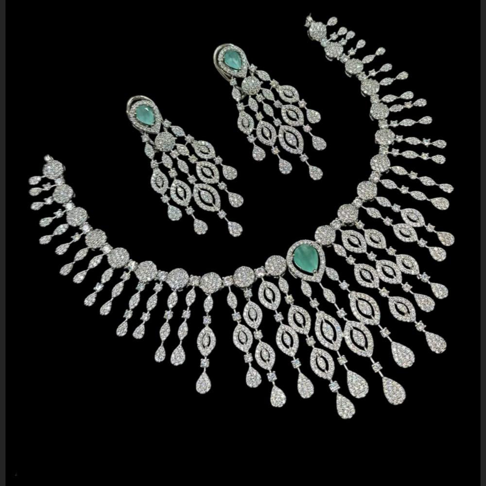 NAFJ Silver Plated Traditional American Diamond Look Necklace Set