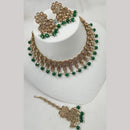 NAFJ Gold Plated Elegant Ethnic Crystal Stone & Beads Necklace Set