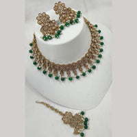NAFJ Gold Plated Elegant Ethnic Crystal Stone & Beads Necklace Set
