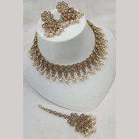 NAFJ Gold Plated Elegant Ethnic Crystal Stone & Beads Necklace Set