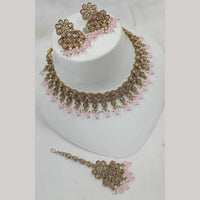 NAFJ Gold Plated Elegant Ethnic Crystal Stone & Beads Necklace Set