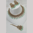 NAFJ Gold Plated Elegant Ethnic Crystal Stone & Beads Necklace Set