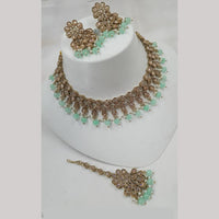 NAFJ Gold Plated Elegant Ethnic Crystal Stone & Beads Necklace Set