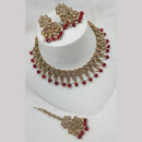 NAFJ Gold Plated Elegant Ethnic Crystal Stone & Beads Necklace Set