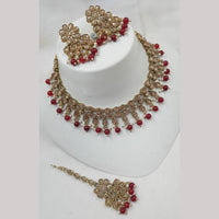 NAFJ Gold Plated Elegant Ethnic Crystal Stone & Beads Necklace Set