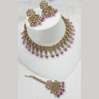 NAFJ Gold Plated Elegant Ethnic Crystal Stone & Beads Necklace Set
