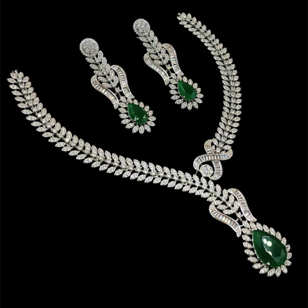NAFJ Classic Silver Plated American Daimonds Necklace Set