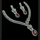 NAFJ Classic Silver Plated American Daimonds Necklace Set