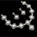 NAFJ Silver Plated Traditional Necklace Set with Austrian Stones and Pearls