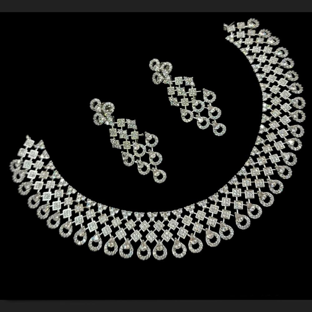 NAFJ Designer Silver Plated  American DiamondsNecklace Set