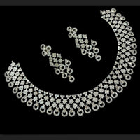 NAFJ Designer Silver Plated  American DiamondsNecklace Set