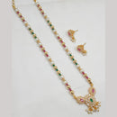 NAFJ Gold-Plated Sparkling Crystals and Elegant Pearls Long Necklace Set