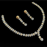 NAFJ Party Wear 2 Tone Plated Austrian Stone Necklace Set