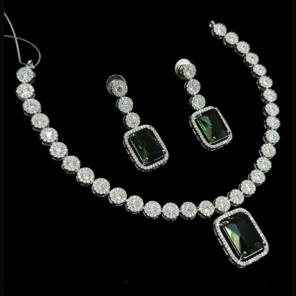 NAFJ Party Wear Silver Plated Austrian Stone Necklace Set