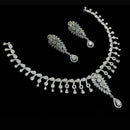 NAFJ Party Wear Silver Plated  Embellished with American Diamonds Necklace Set