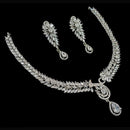 NAFJ Party Wear Silver Plated  Embellished with American Diamonds Necklace Set