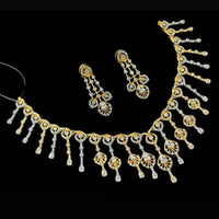 NAFJ Party Wear 2 Tone Plated  Embellished with American Diamonds Necklace Set