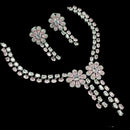 NAFJ Party Wear Silver Plated  Embellished with American Diamonds Necklace Set