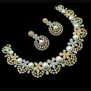 NAFJ Party Wear 2 Tone Plated Austrian Stone Necklace Set