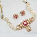 NAFJ Ethnic Gold Plated  Pearl & Polki Kundan Choker for Parties & Functionsc Necklace Set