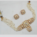 NAFJ Ethnic Gold Plated  Pearl & Polki Kundan Choker for Parties & Functionsc Necklace Set