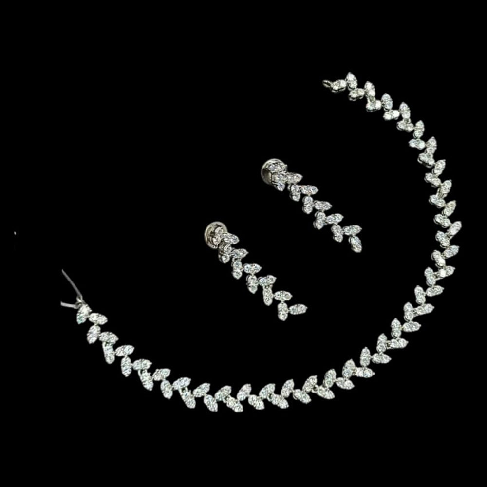 NAFJ Elegant Silver Plated Austrian Stones Necklace Set