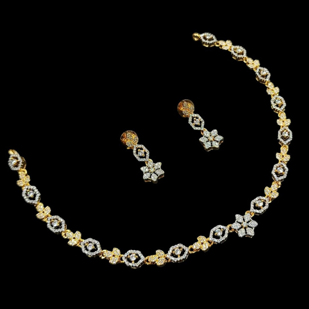 NAFJ Elegant 2 Tone Plated Austrian Stones Necklace Set