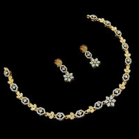 NAFJ Elegant 2 Tone Plated Austrian Stones Necklace Set