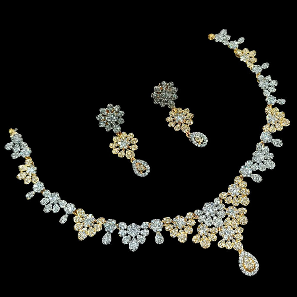 NAFJ Elegant 2 Tone Plated Austrian Stones Necklace Set