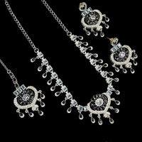 NAFJ Silver Plated Crystal Stone Party Wear Necklace Set