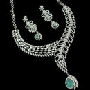 NAFJ Glamorous Silver Plated American Diamond Necklace Set