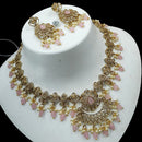 NAFJ Elegant Gold Plated Crystal Stones And Beads Necklace Set
