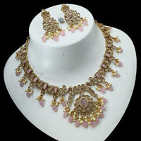 NAFJ Elegant Gold Plated Crystal Stones And Beads Necklace Set