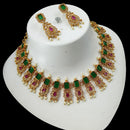 NAFJ Elegant Gold Plated Crystal Stones And Beads Necklace Set