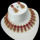 NAFJ Elegant Gold Plated Crystal Stones And Beads Necklace Set