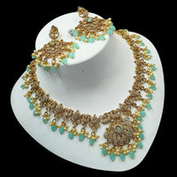 NAFJ Elegant Gold Plated Crystal Stones And Beads Necklace Set