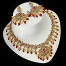 NAFJ Elegant Gold Plated Crystal Stones And Beads Necklace Set