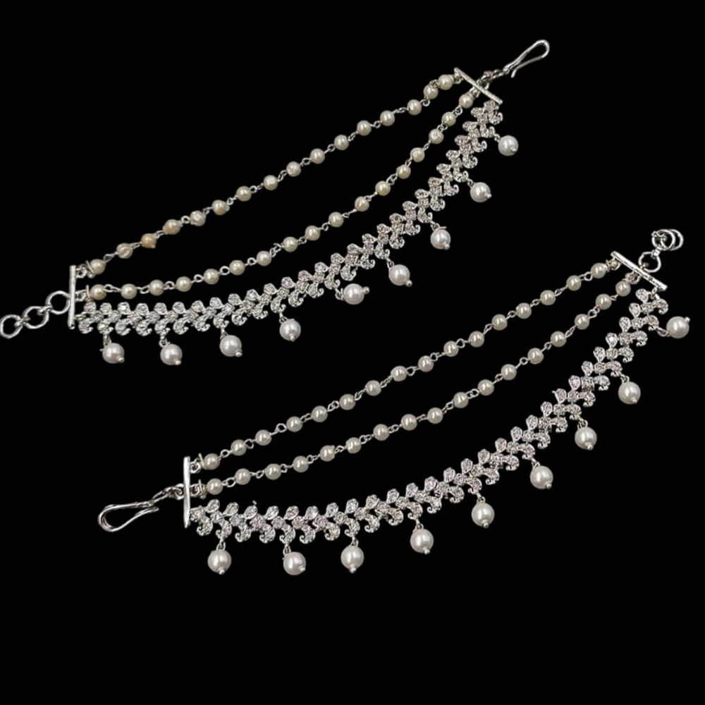 NAFJ Designer Silver Finish Austrian Stones And Beads Kanchain