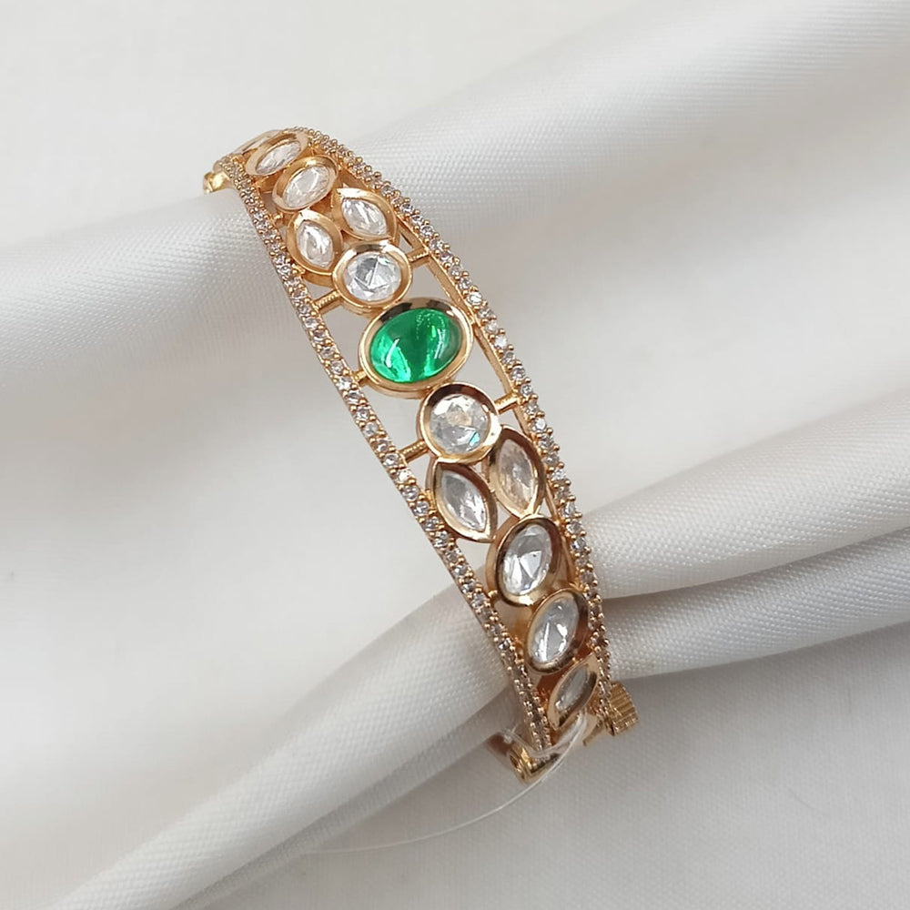 NAFJ Designer Gold Plated Polki Kundan Openable Bracelet
