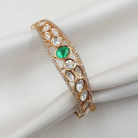 NAFJ Designer Gold Plated Polki Kundan Openable Bracelet