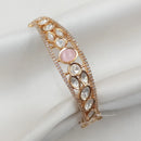 NAFJ Designer Gold Plated Polki Kundan Openable Bracelet
