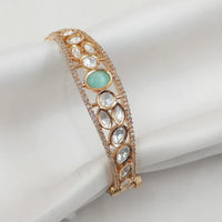 NAFJ Designer Gold Plated Polki Kundan Openable Bracelet