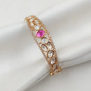 NAFJ Designer Gold Plated Polki Kundan Openable Bracelet