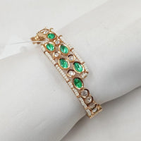 NAFJ Designer Gold Plated Polki Kundan Openable Bracelet